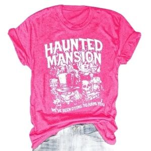 Women’s Disney Inspired Pink Haunted Mansion Graphic T-Shirt - Size XL - NWT